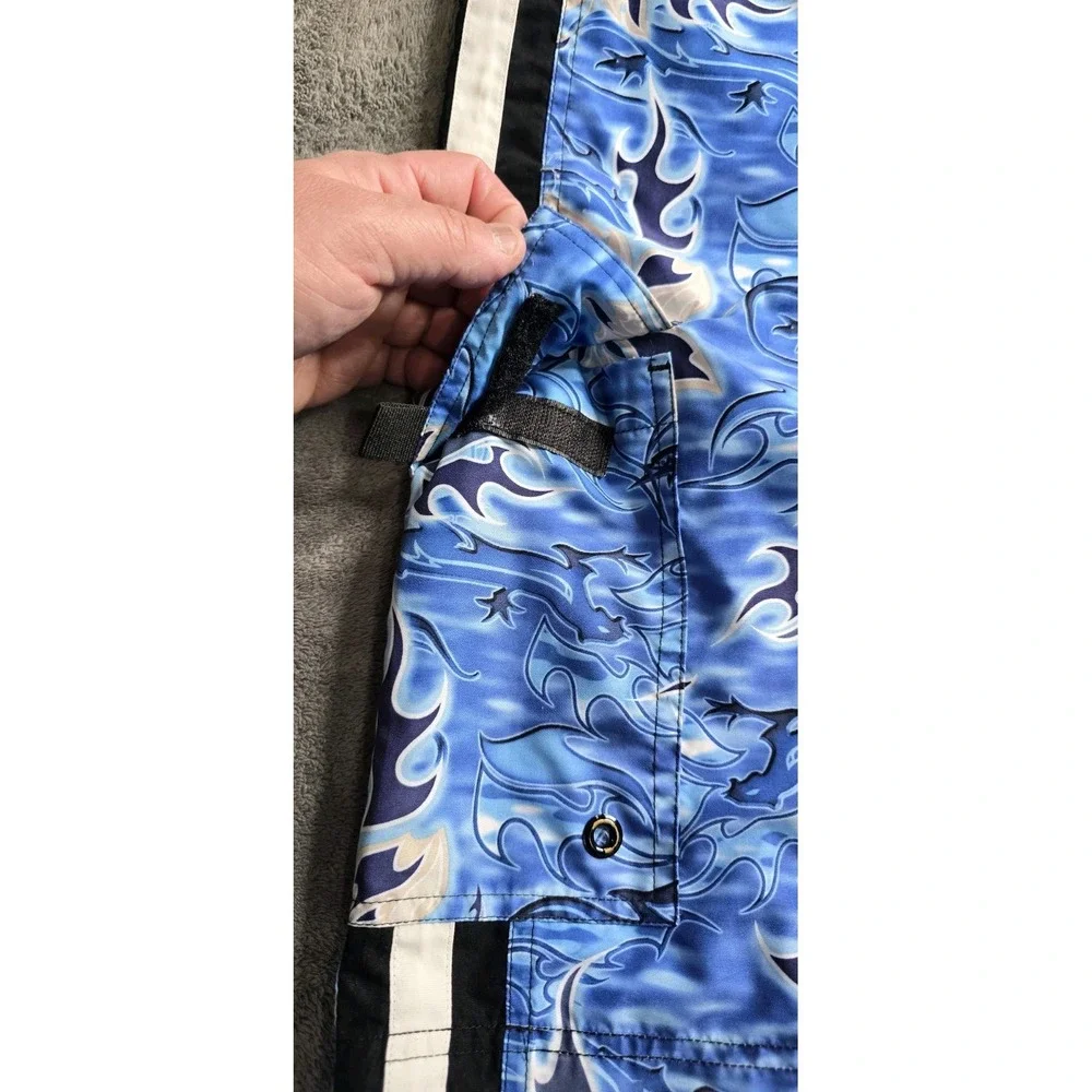 Gecko Hawaii Shorts Mens M Boardshorts Blue Floral Gecko Drawstring 10